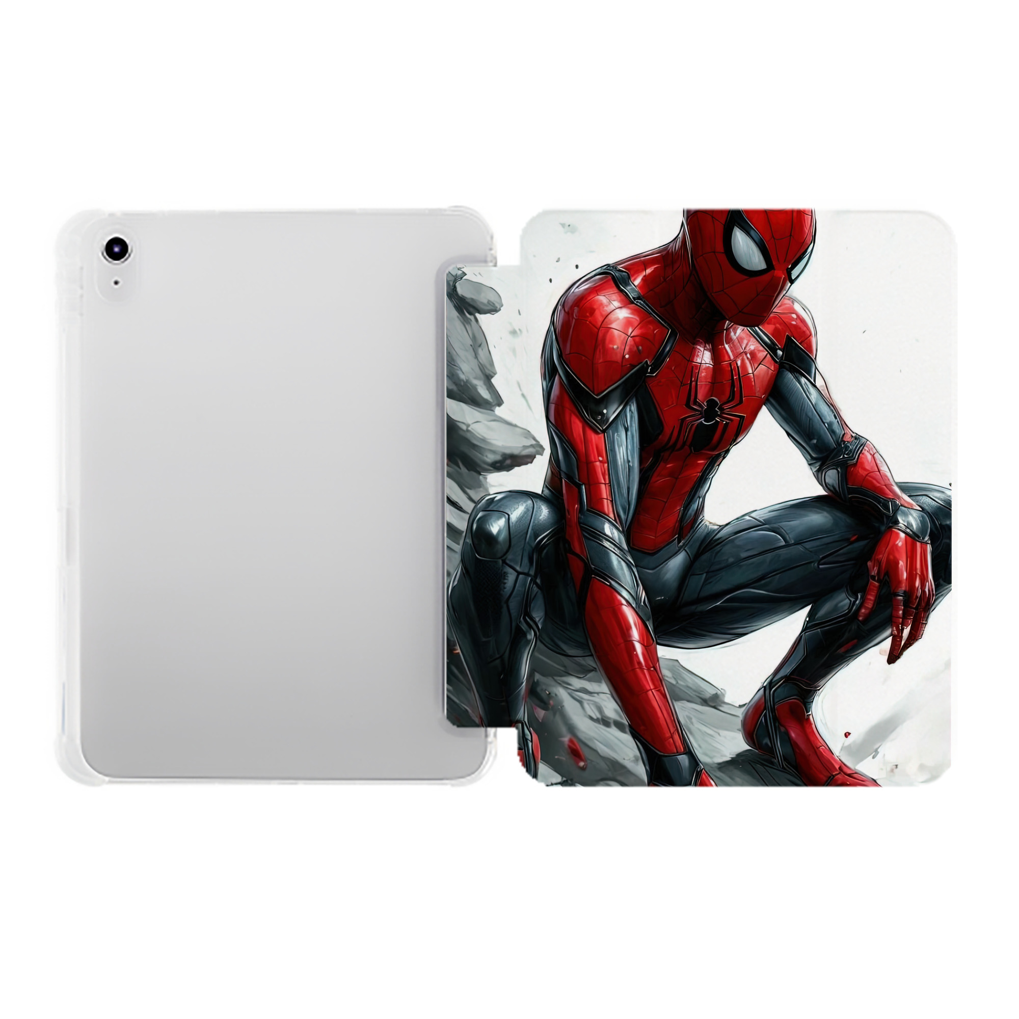 （画像用） Spider Man スパイダーマン IPad ケース ペン収納付き 三つ折りスタンド PUレザー×シリコン 対応機種9.5/10.5/10.9インチ